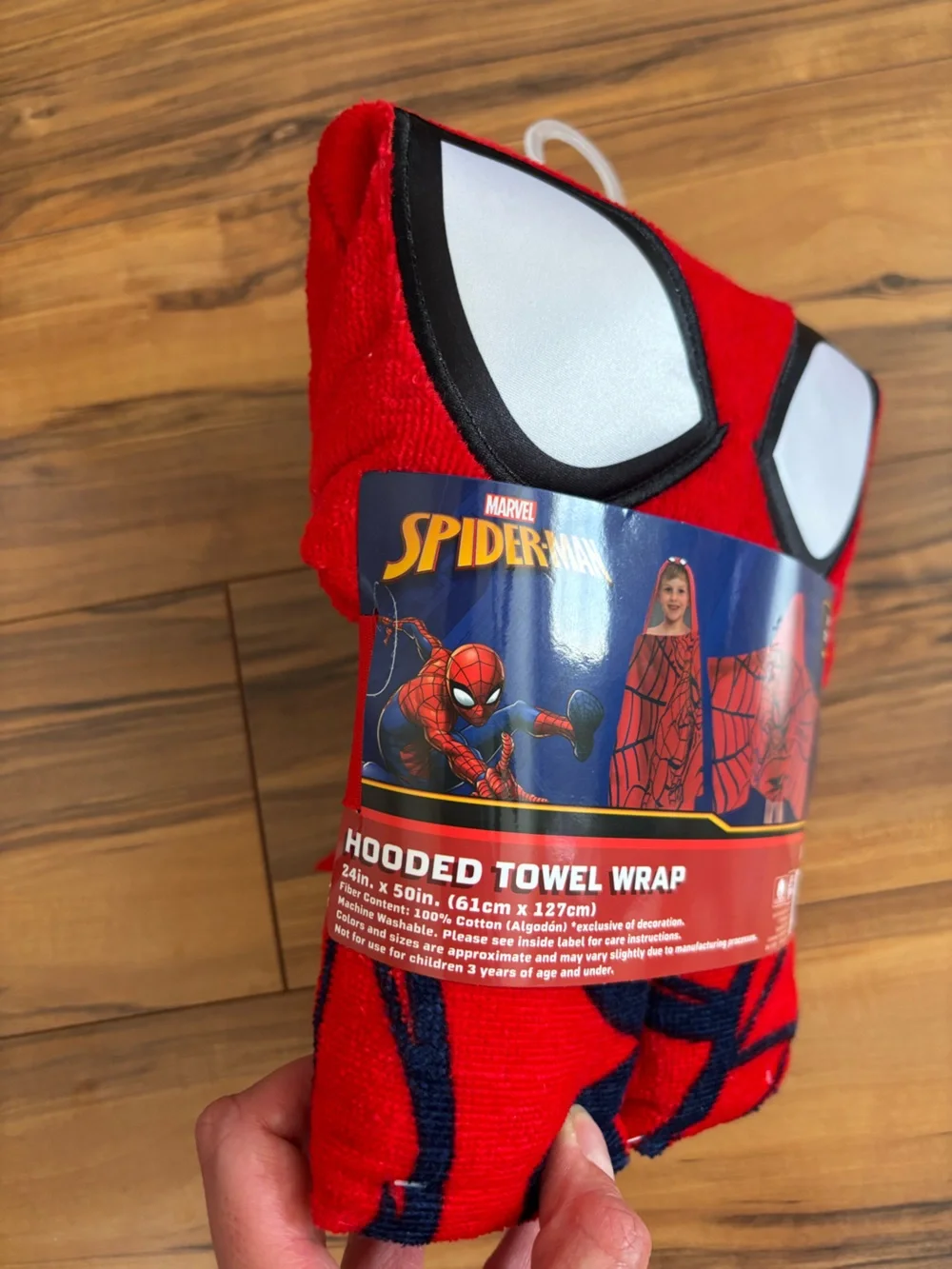 Marvel Kids Spider-Man  and Miles Morales Red and Black Hooded Towel Wrap